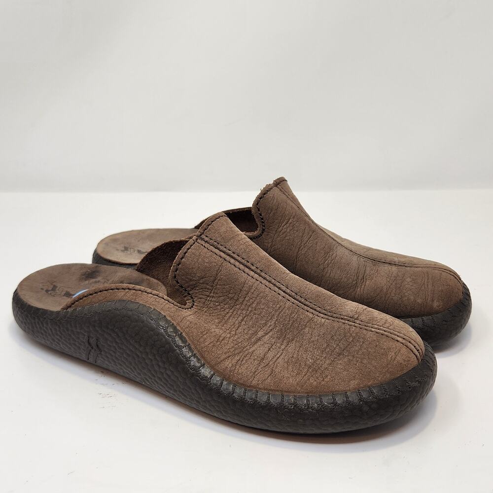 Romika Women Mokasso Brown Leather Mule Slippers Size 37 US 6 House Shoe Slip On